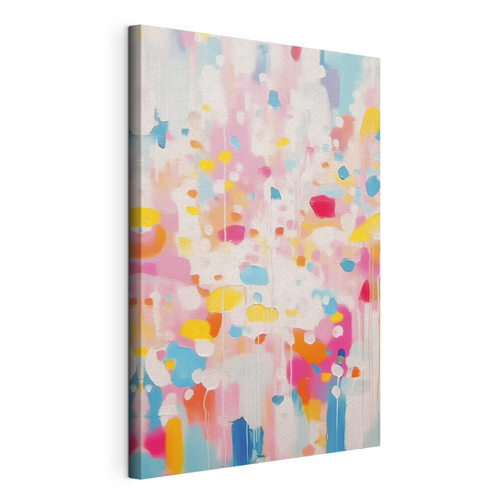 Colorful paint splatter on a white surface