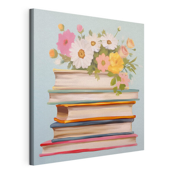 Cuadros Cuadro que representa una pila de libros con flores encima (SKU: s41803) Cuadros Cuadros Cuadro que representa una pila de libros con flores encima (SKU: s41803)