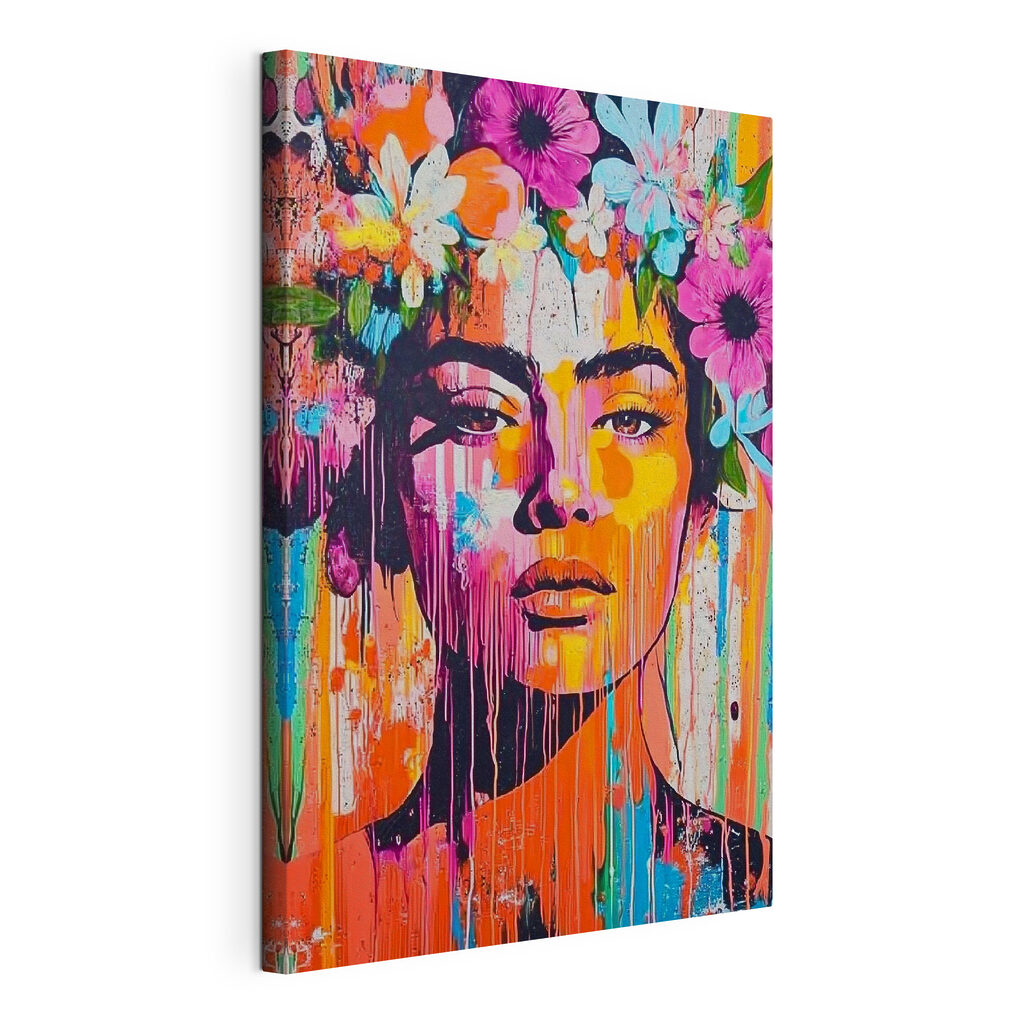 Painting of a woman with flowers on her head