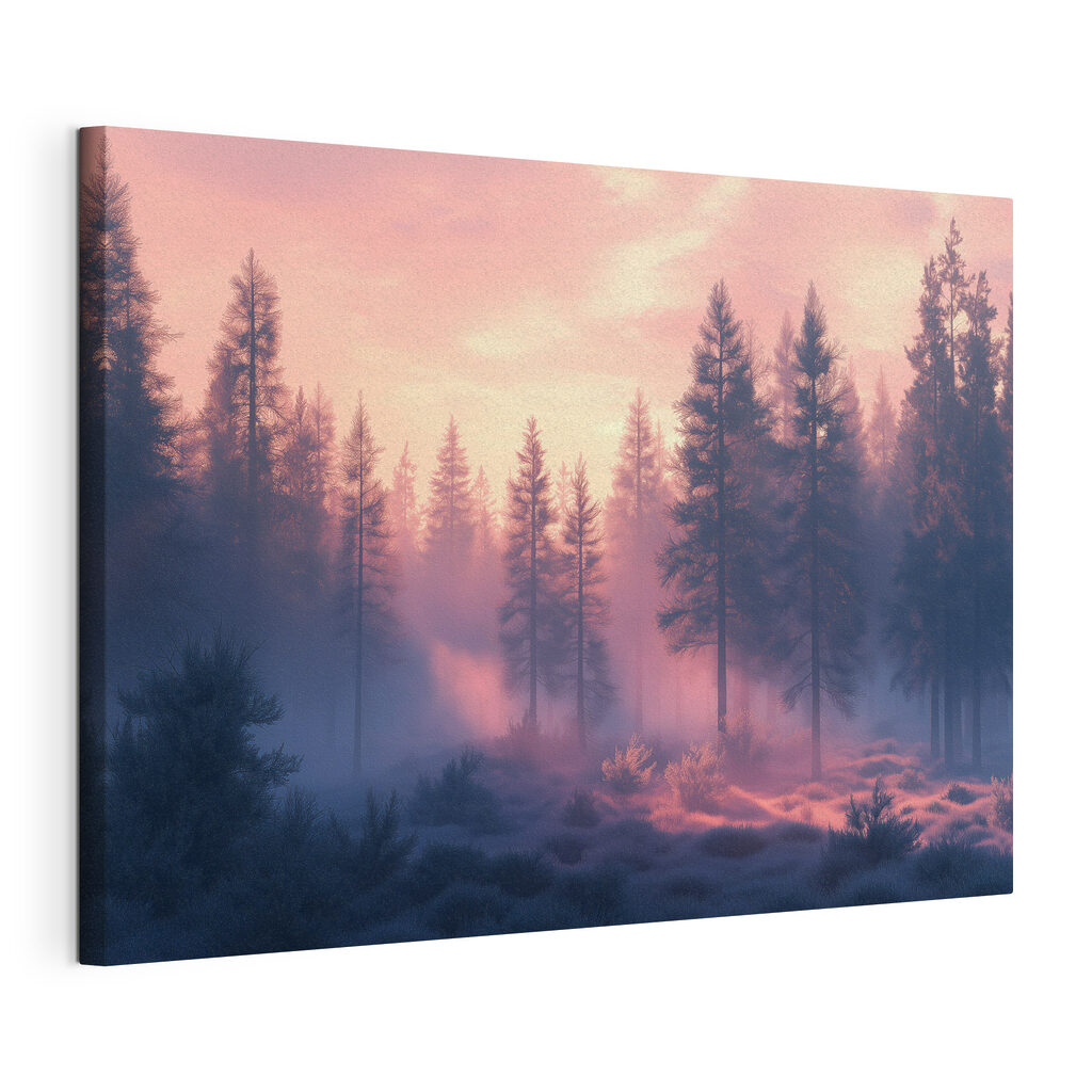 Foggy forest with trees Foggy forest with trees