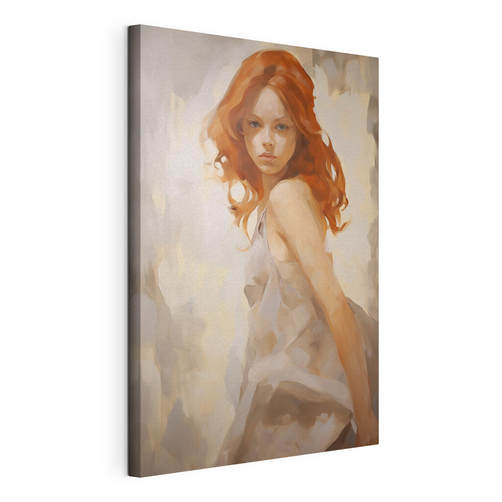 Painting of a woman in a white dress