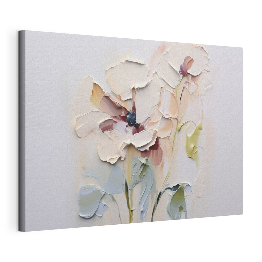 Painting of flowers on a white surface