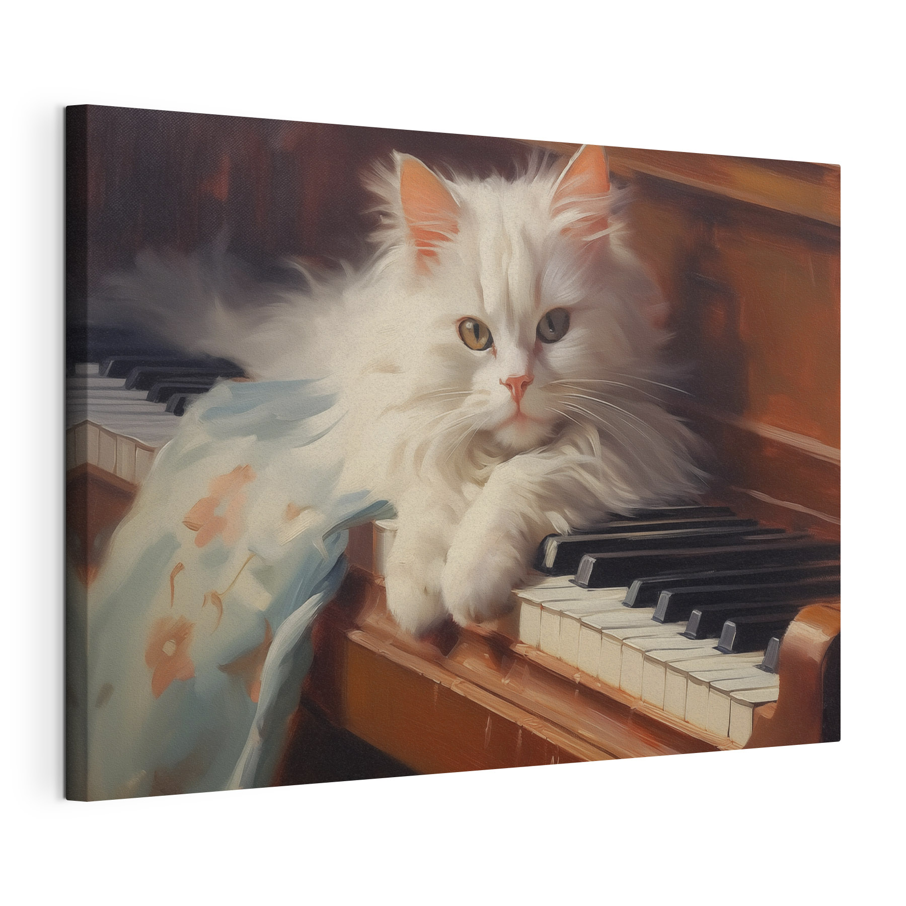 Cat lying on a piano