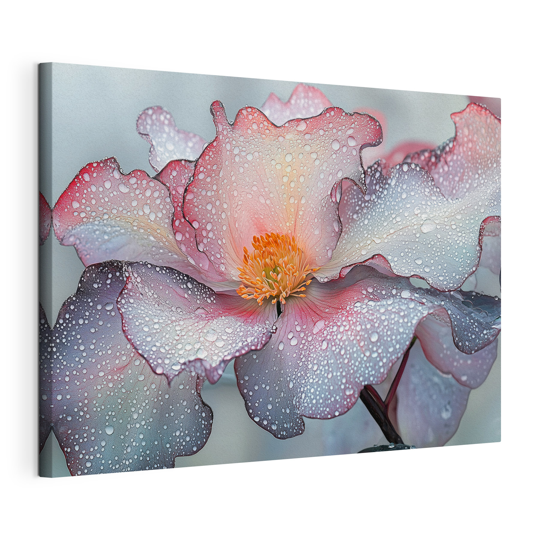 Delicate petals adorned with raindrops Delicate petals adorned with raindrops