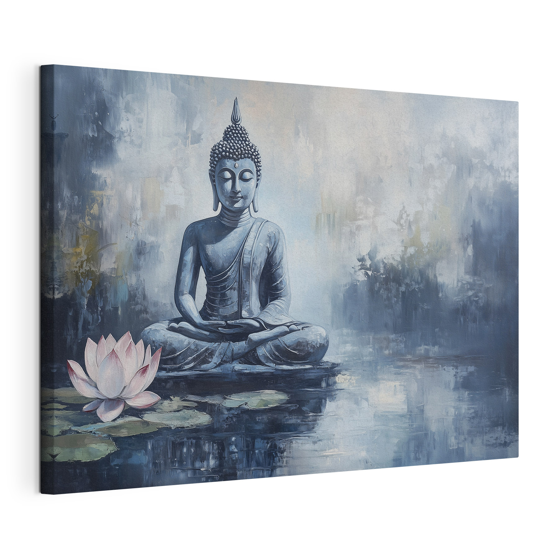 Painting of a statue in the water Painting of a statue in the water