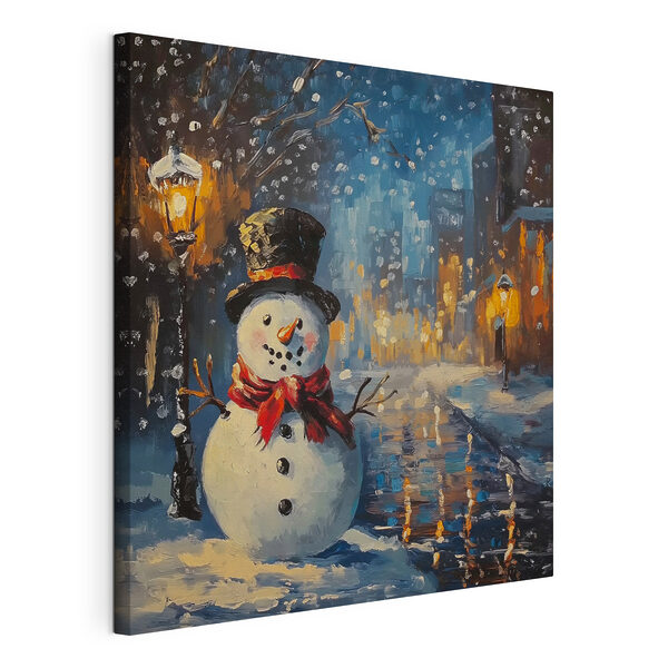 Cuadros Un muñeco de nieve en una ciudad nevada (SKU: s41913) Cuadros Cuadros Un muñeco de nieve en una ciudad nevada (SKU: s41913)