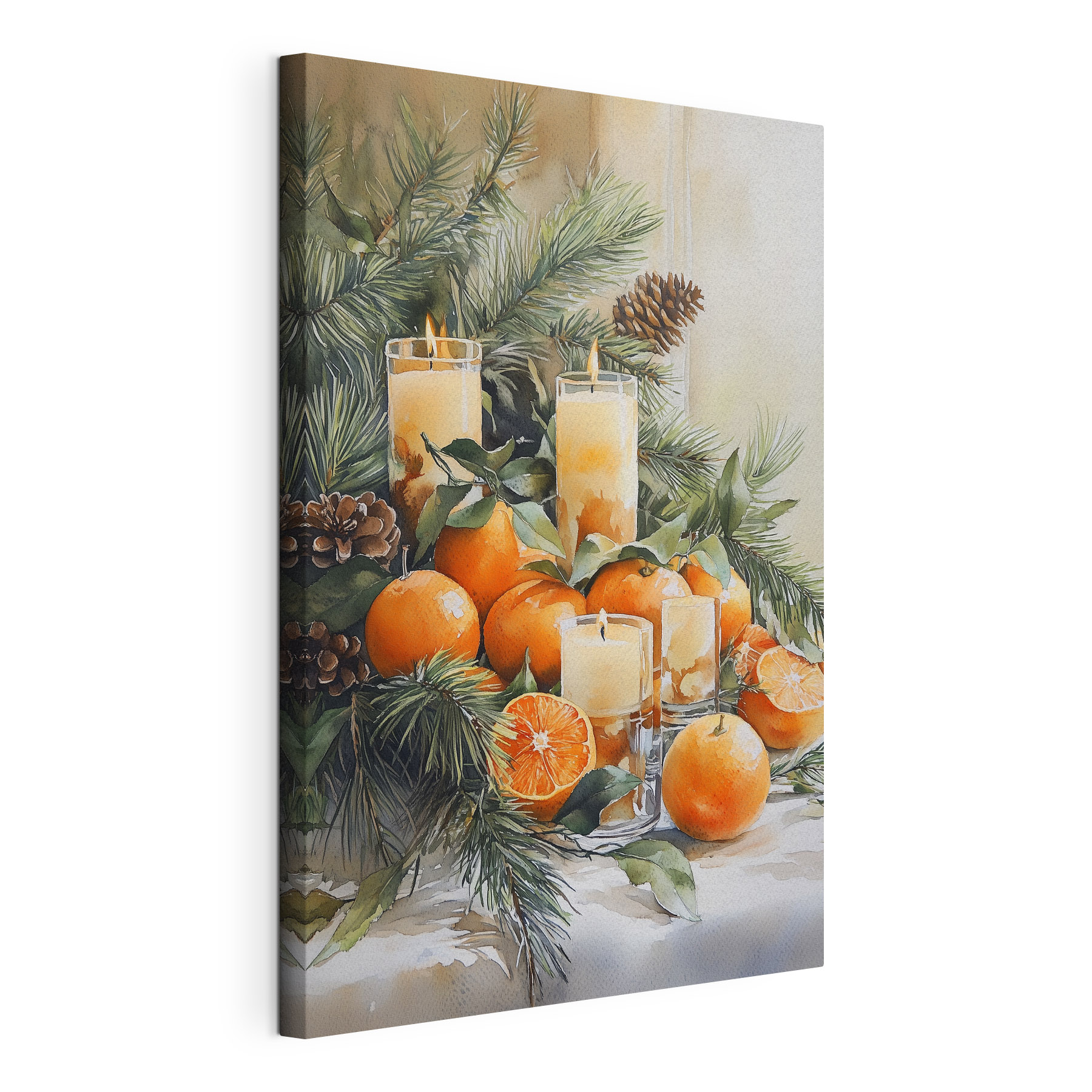 Painting of oranges and candles Painting of oranges and candles