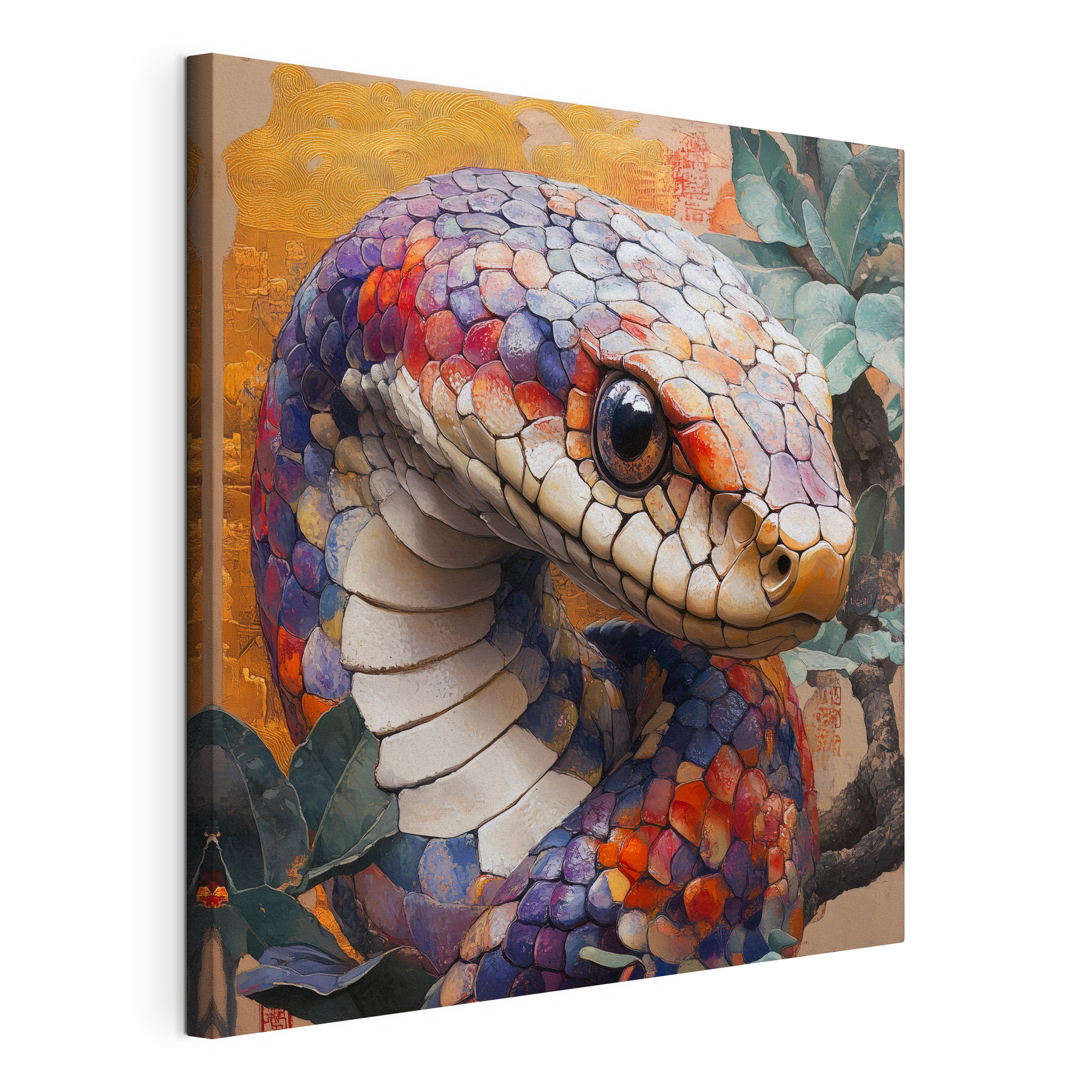 Colorful snake with leaves Colorful snake with leaves
