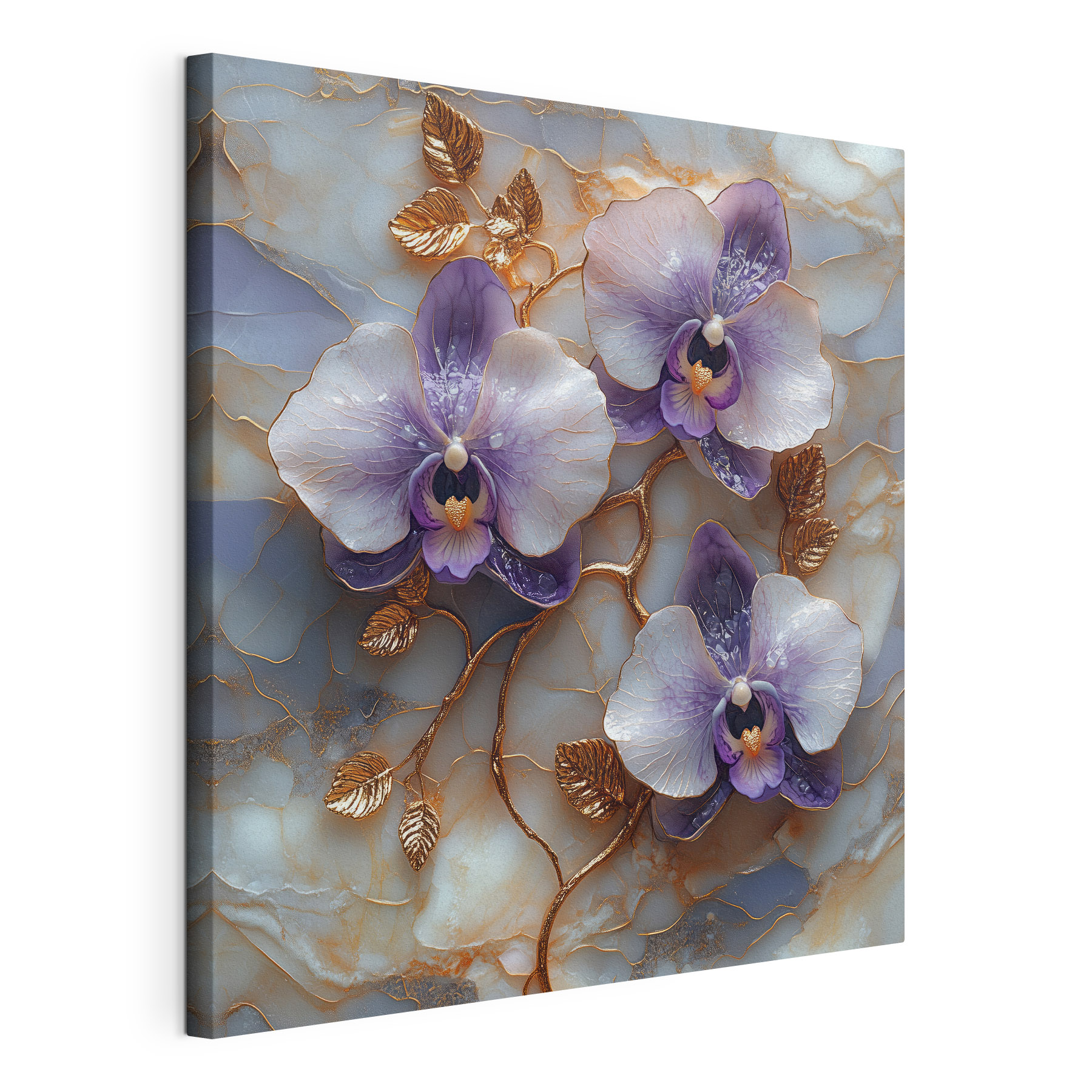 Delicate orchids on marble backdrop Delicate orchids on marble backdrop