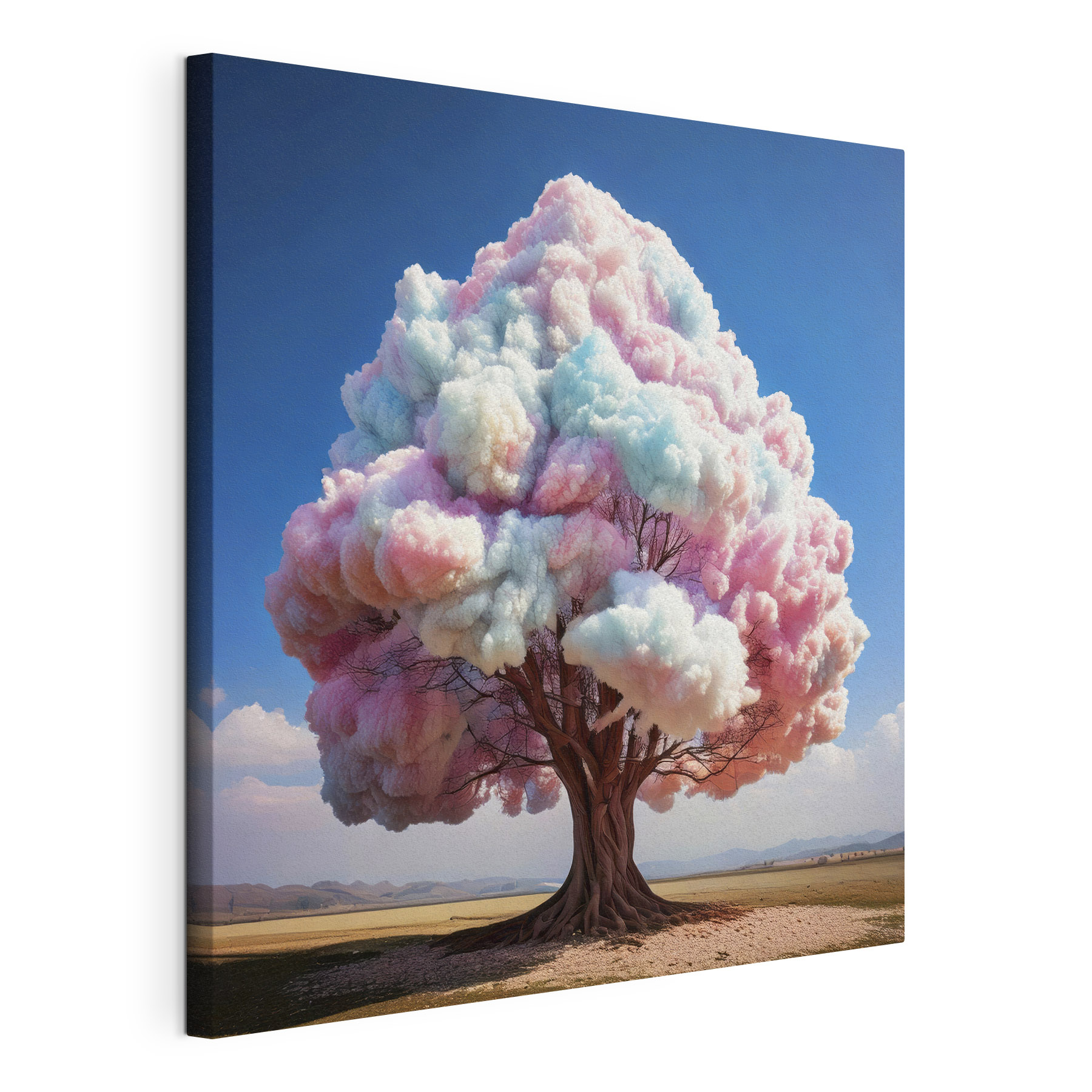 Tree with pink and blue clouds Tree with pink and blue clouds