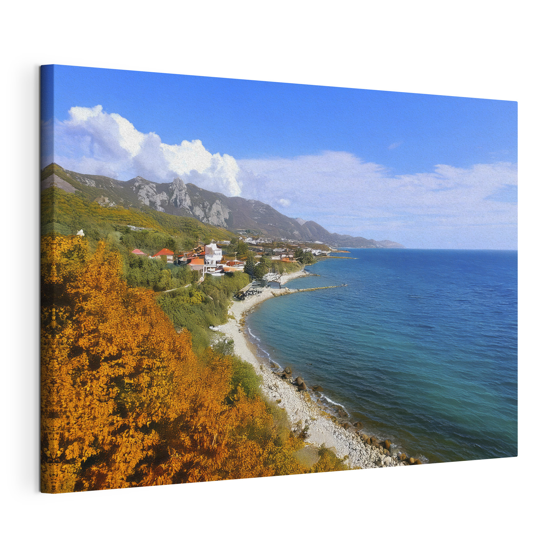 Beach with houses and trees on the side Beach with houses and trees on the side