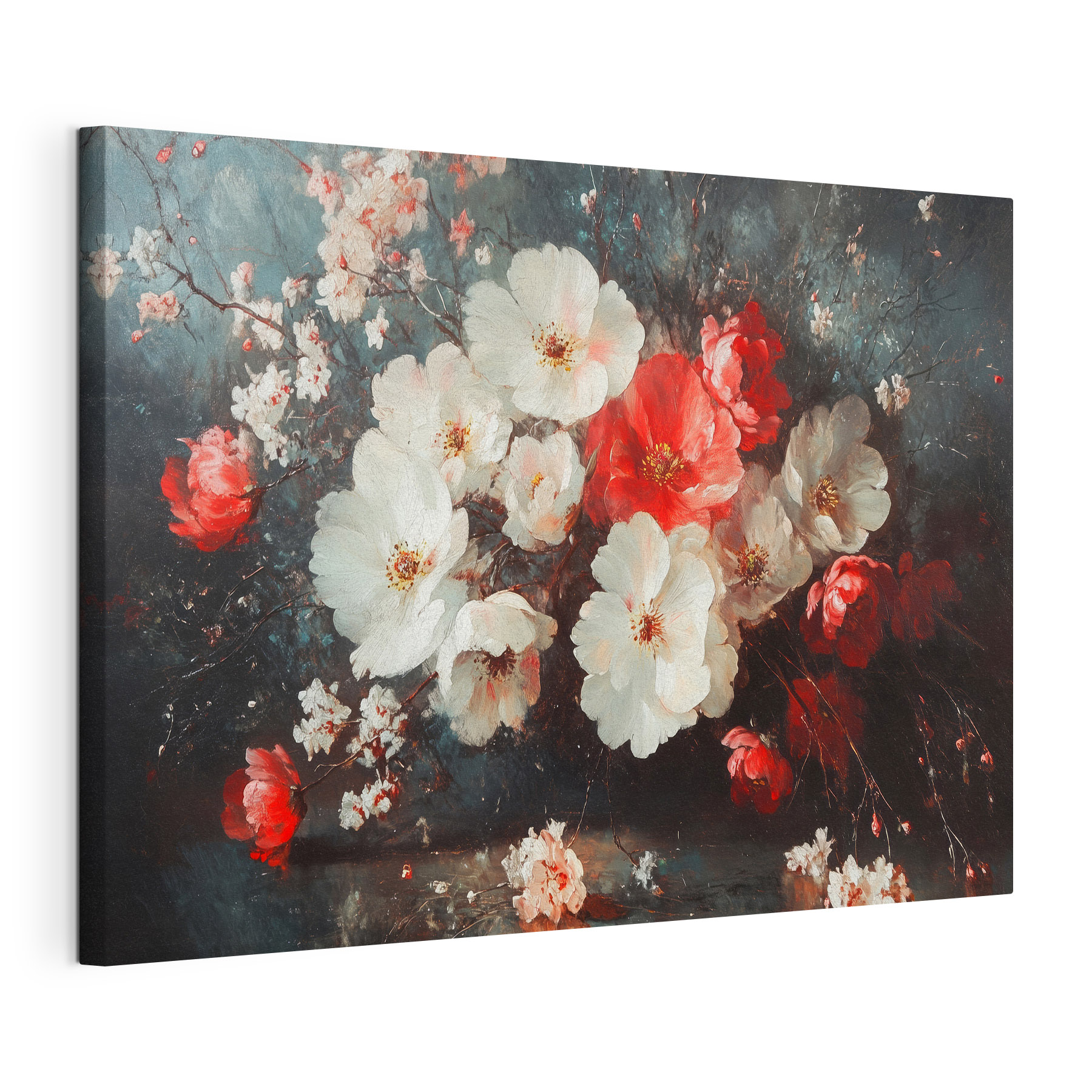Painting of flowers on a table Painting of flowers on a table