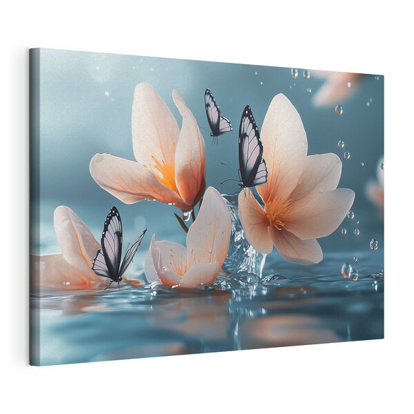 Cuadros Mariposas sobre flores y agua (SKU: s42008) Cuadros Cuadros Mariposas sobre flores y agua (SKU: s42008)