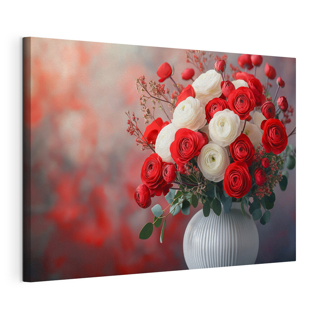Vase of red and white flowers Vase of red and white flowers
