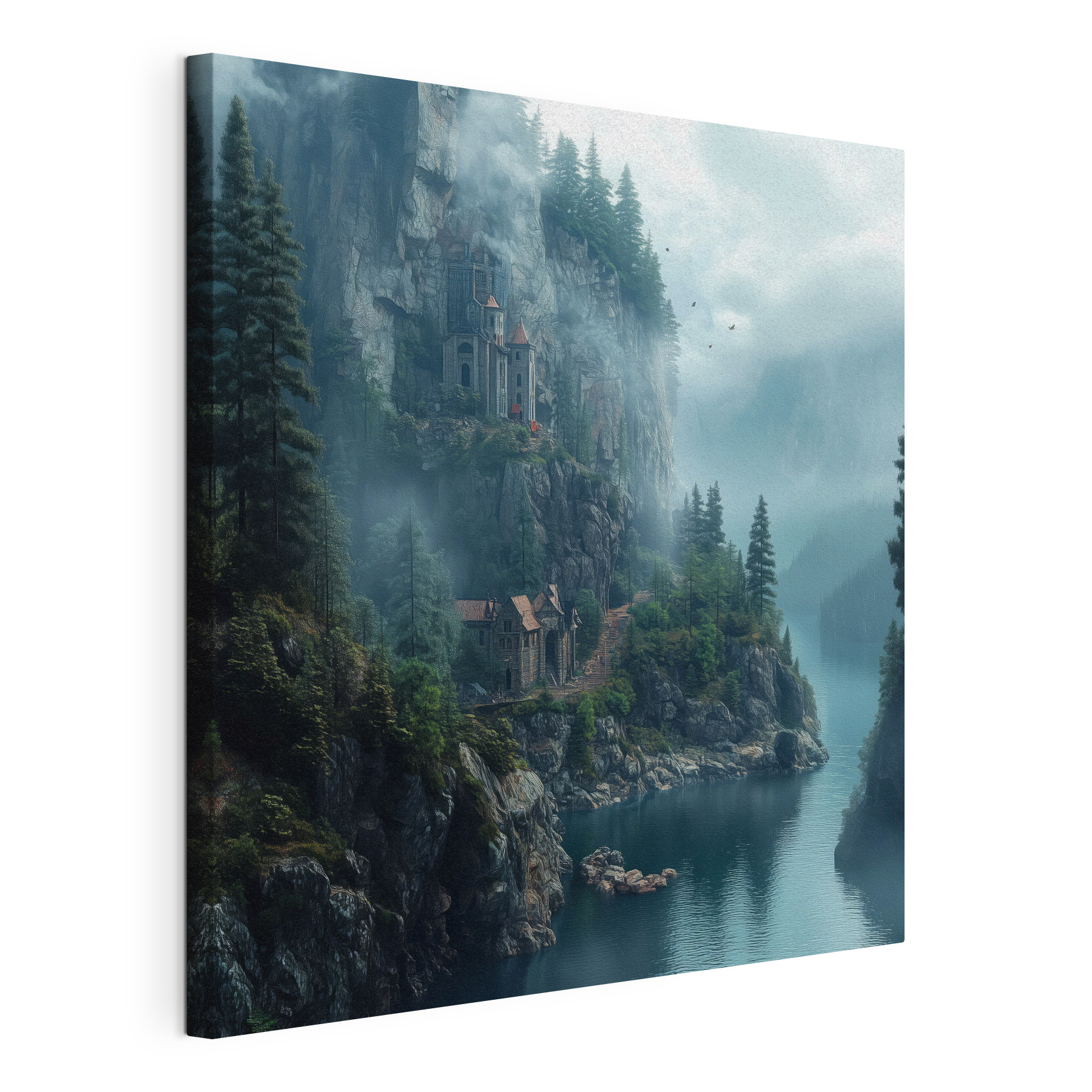 River with a house on a cliff
