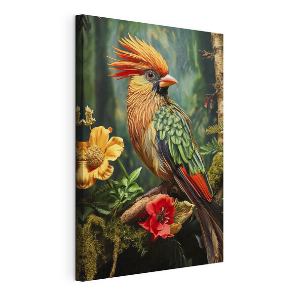 Cuadros Pájaro de colores posado en una rama con flores (SKU: s42028) Cuadros Cuadros Pájaro de colores posado en una rama con flores (SKU: s42028)