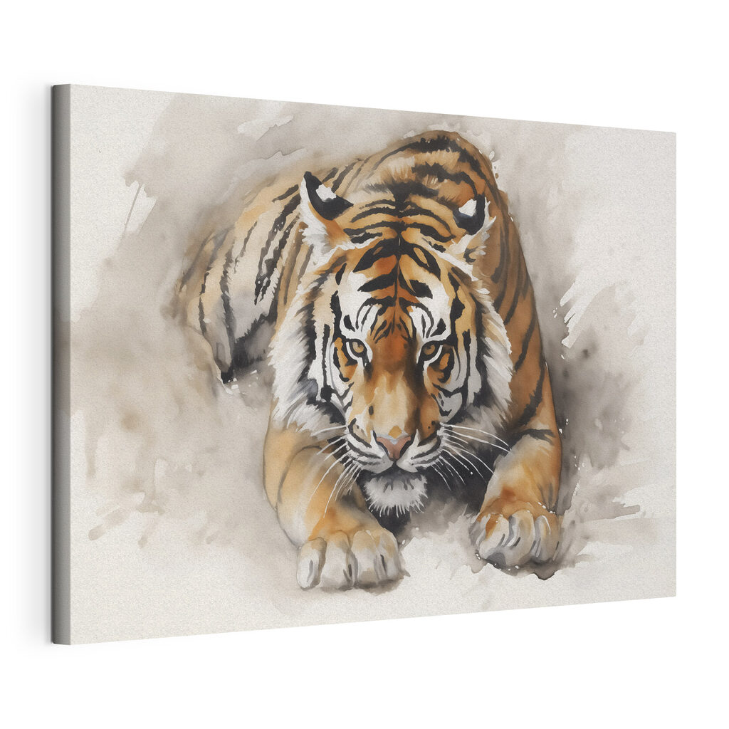 Watercolor of a tiger lying down Watercolor of a tiger lying down
