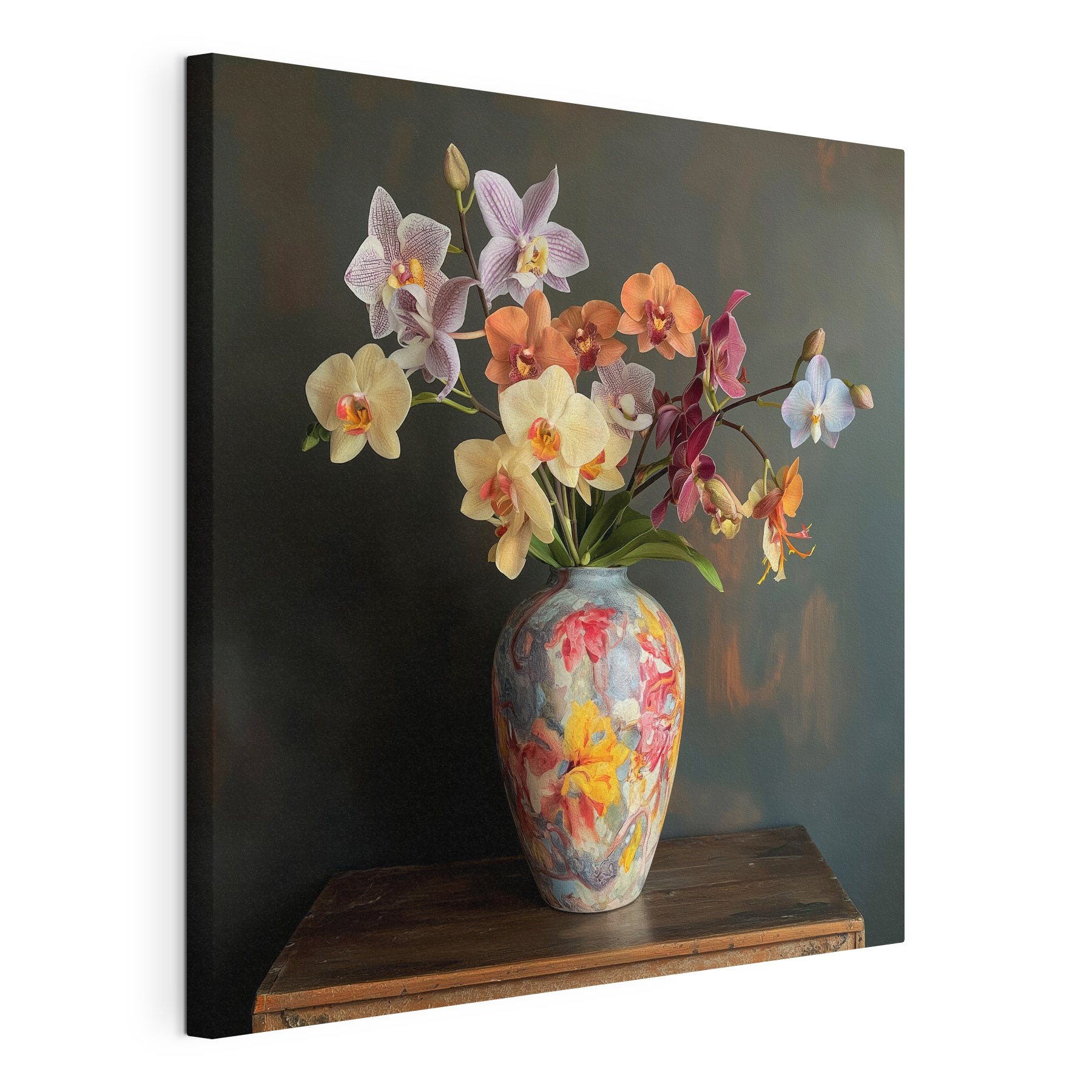 Vase with colorful flowers
