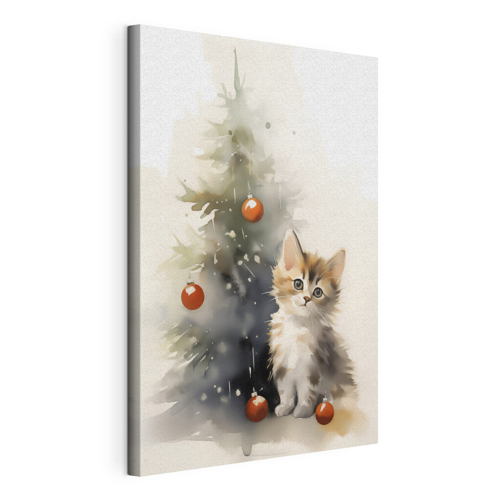 Cat next to a christmas tree Cat next to a christmas tree