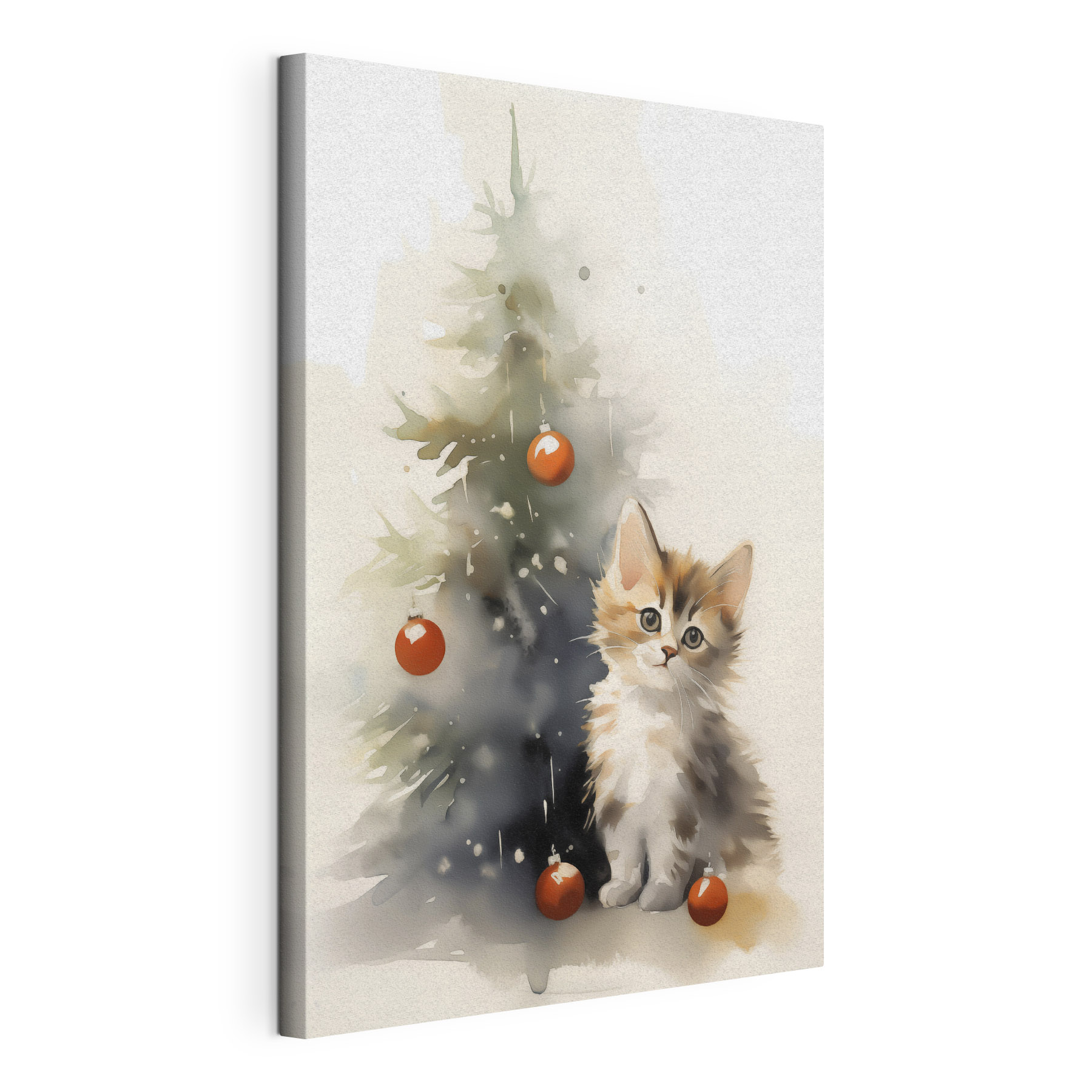 Cat next to a christmas tree Cat next to a christmas tree