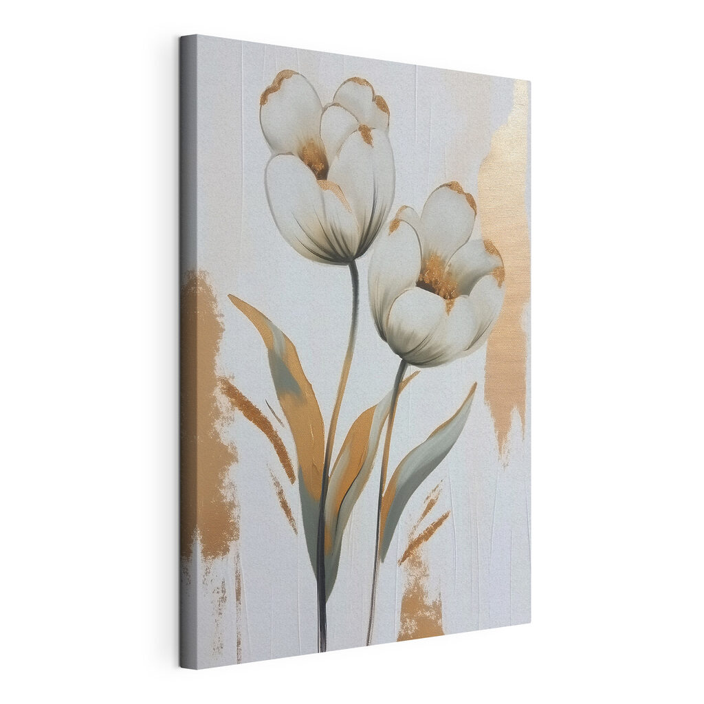 Painting of flowers on a white surface Painting of flowers on a white surface