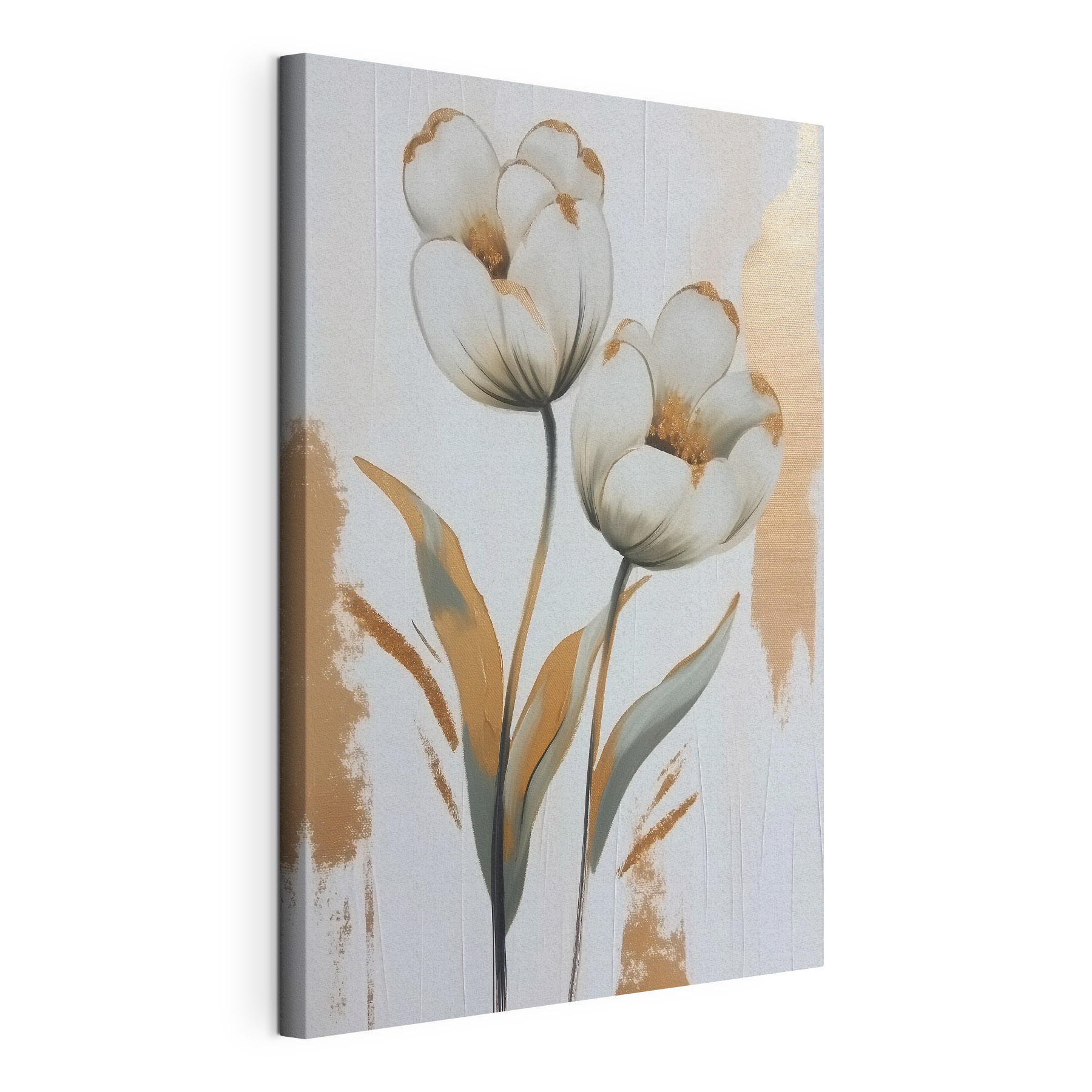 Painting of flowers on a white surface Painting of flowers on a white surface