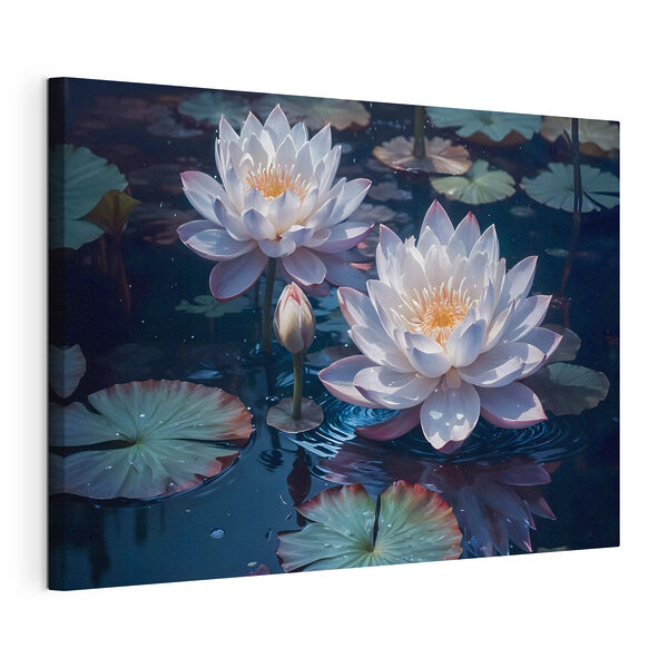 Cuadros Cuadros Ramo de flores blancas en un estanque (SKU: s42225)