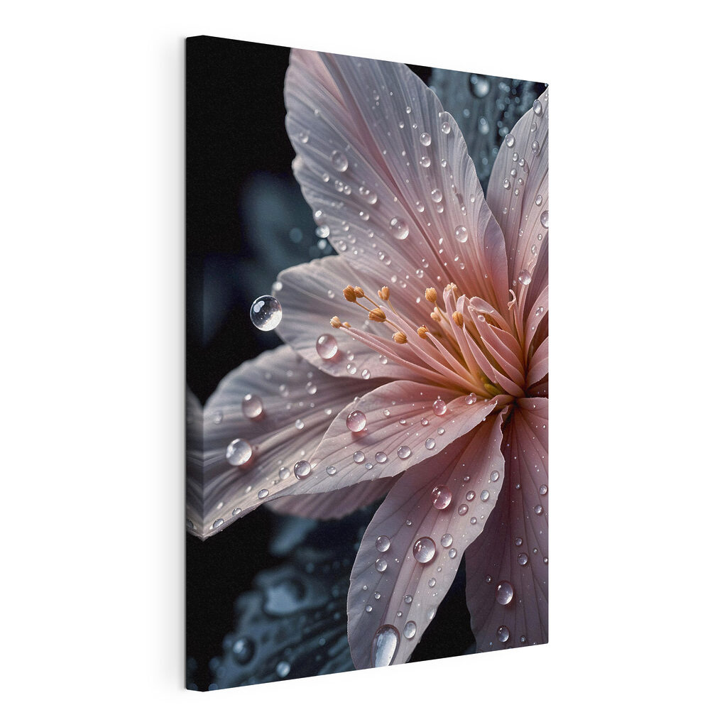 Delicate petals adorned with raindrops Delicate petals adorned with raindrops
