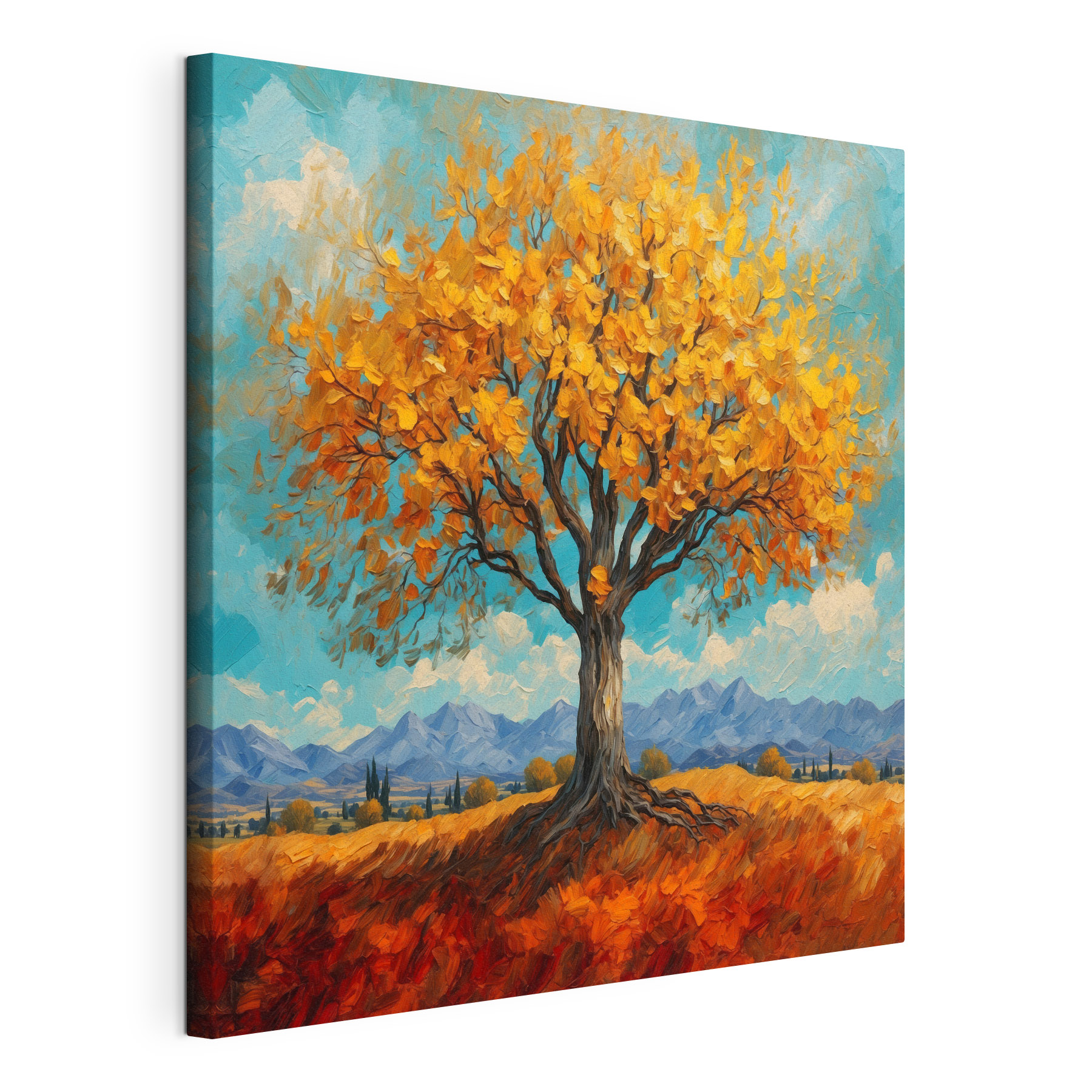 Painting of a tree with yellow leaves