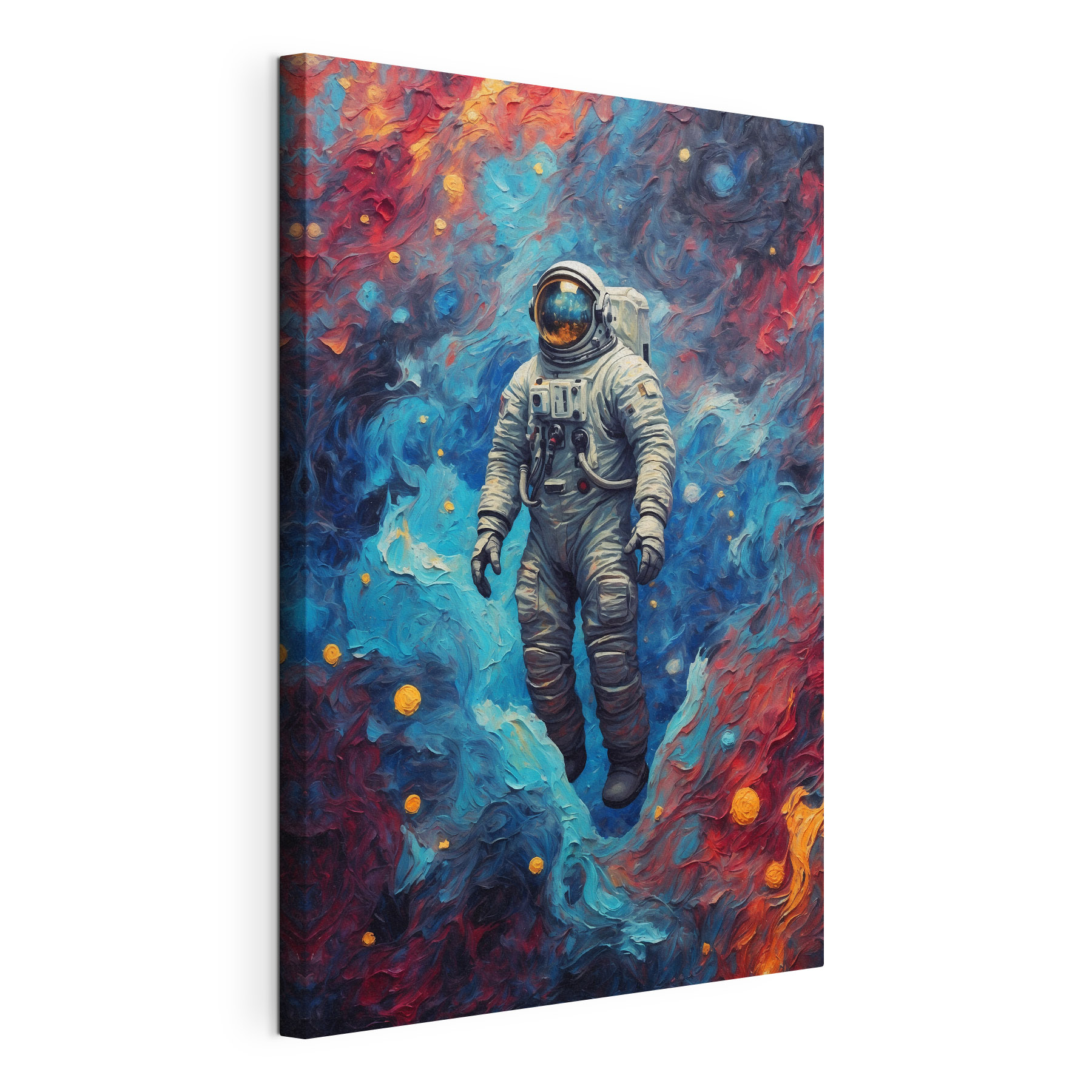 An astronaut in space with colorful background An astronaut in space with colorful background