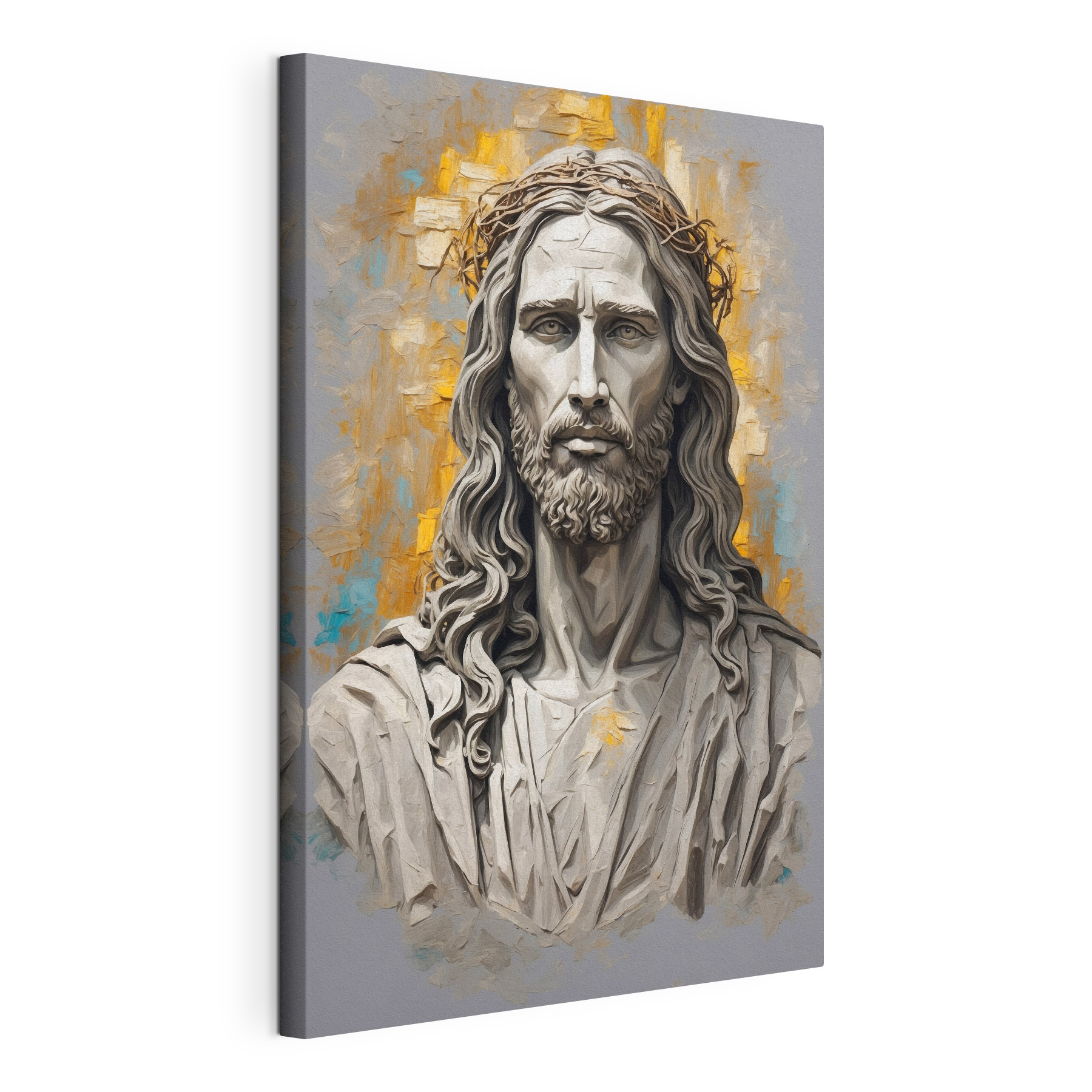 Statue of a man with a crown of thorns