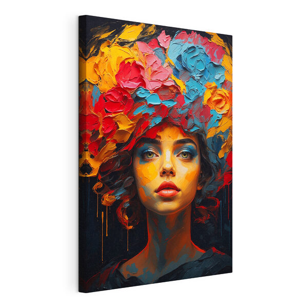 Cuadros Mujer con flores de colores en la cabeza (SKU: s42271) Cuadros Cuadros Mujer con flores de colores en la cabeza (SKU: s42271)