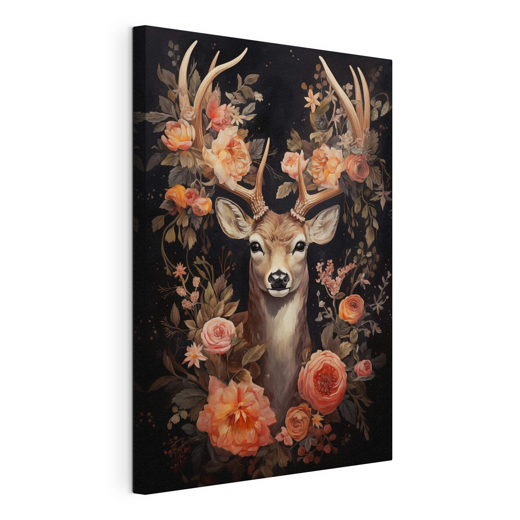 Painting of a deer surrounded by flowers Painting of a deer surrounded by flowers