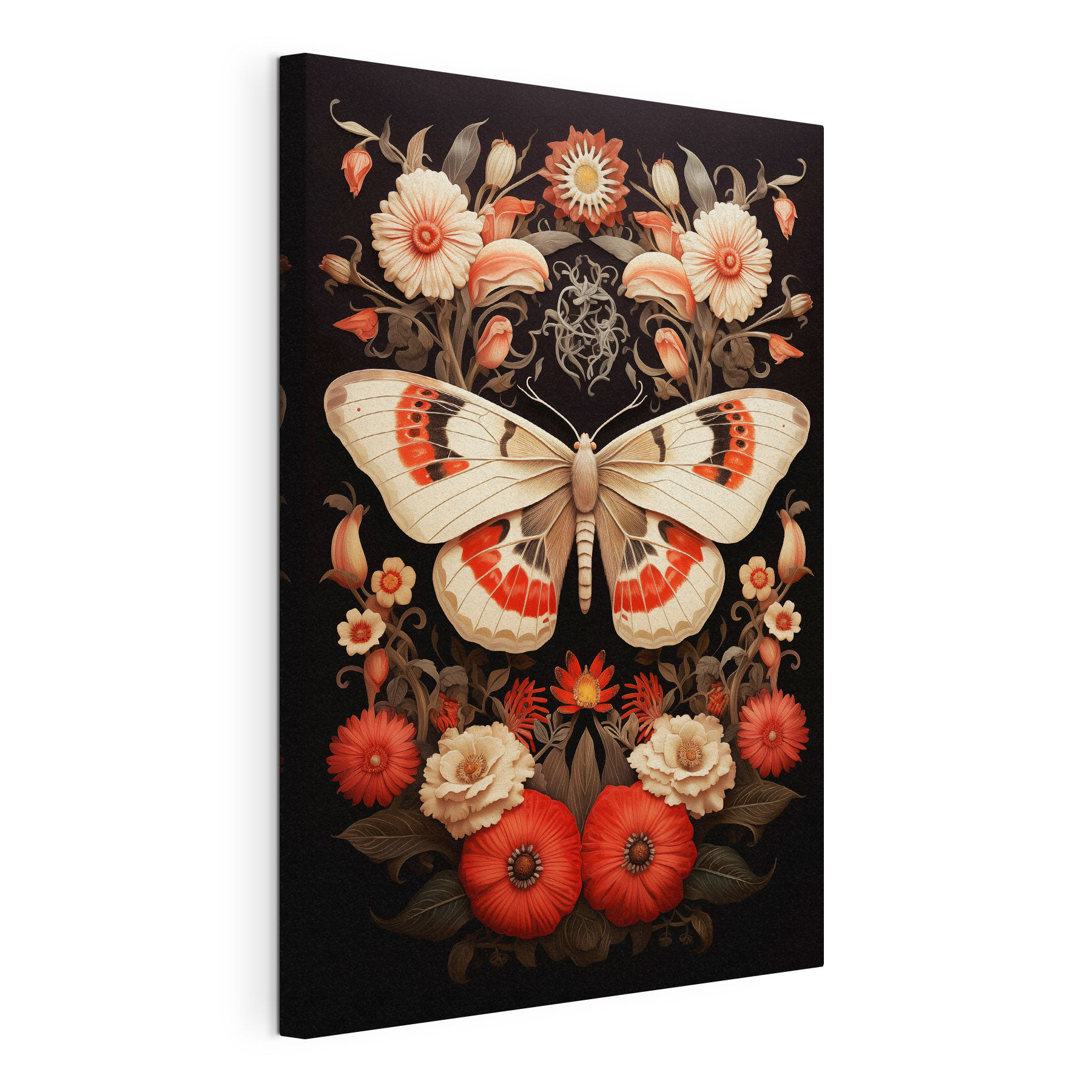 Butterfly and flowers on a black background Butterfly and flowers on a black background