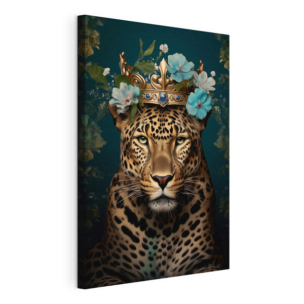 Cuadros Leopardo con una corona y flores (SKU: s42294) Cuadros Cuadros Leopardo con una corona y flores (SKU: s42294)