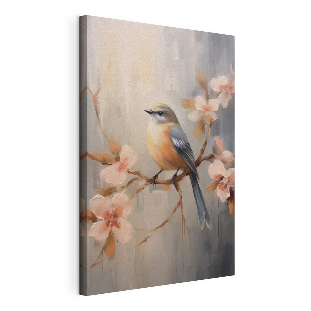 Bird on a branch with flowers Bird on a branch with flowers