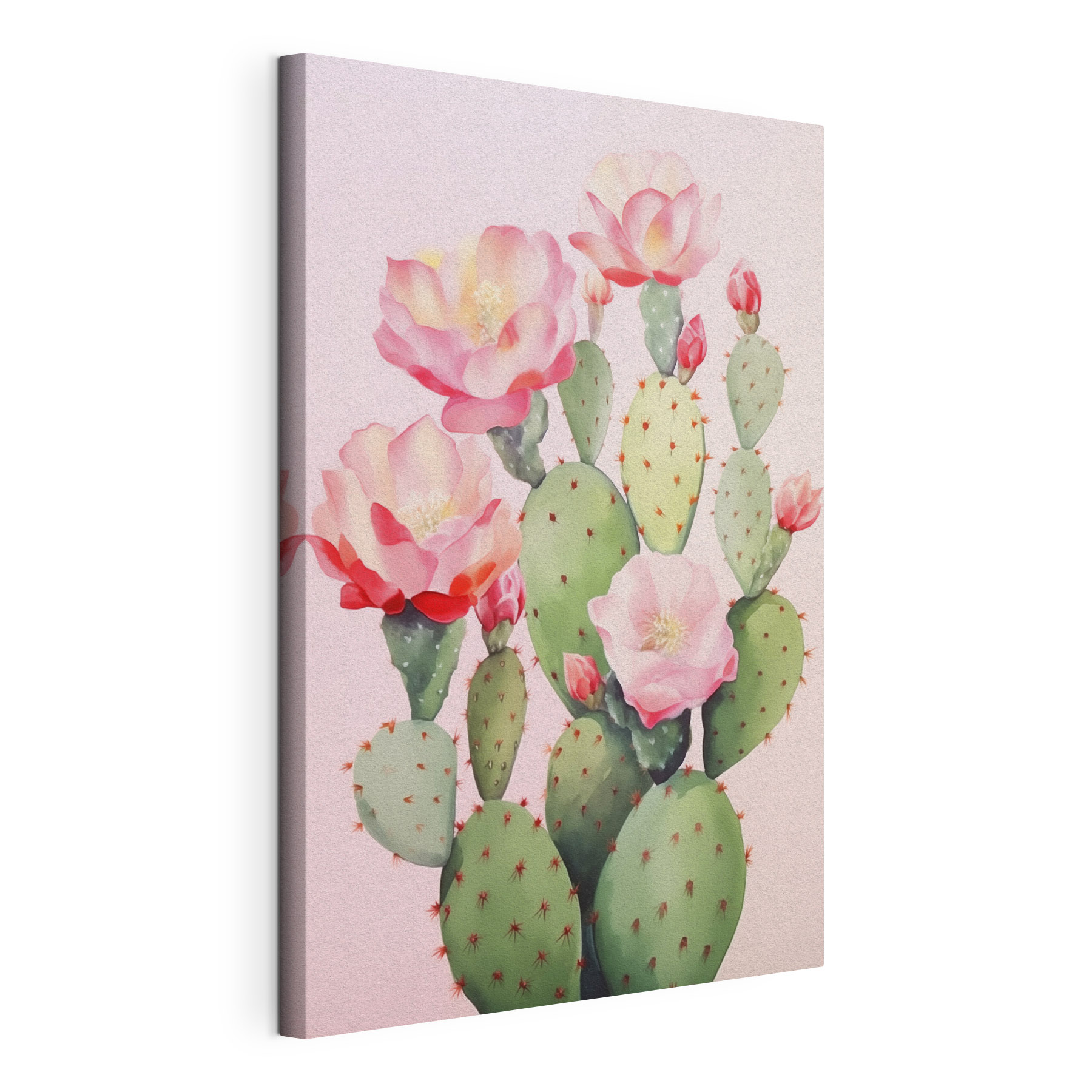 Painting of a cactus with flowers