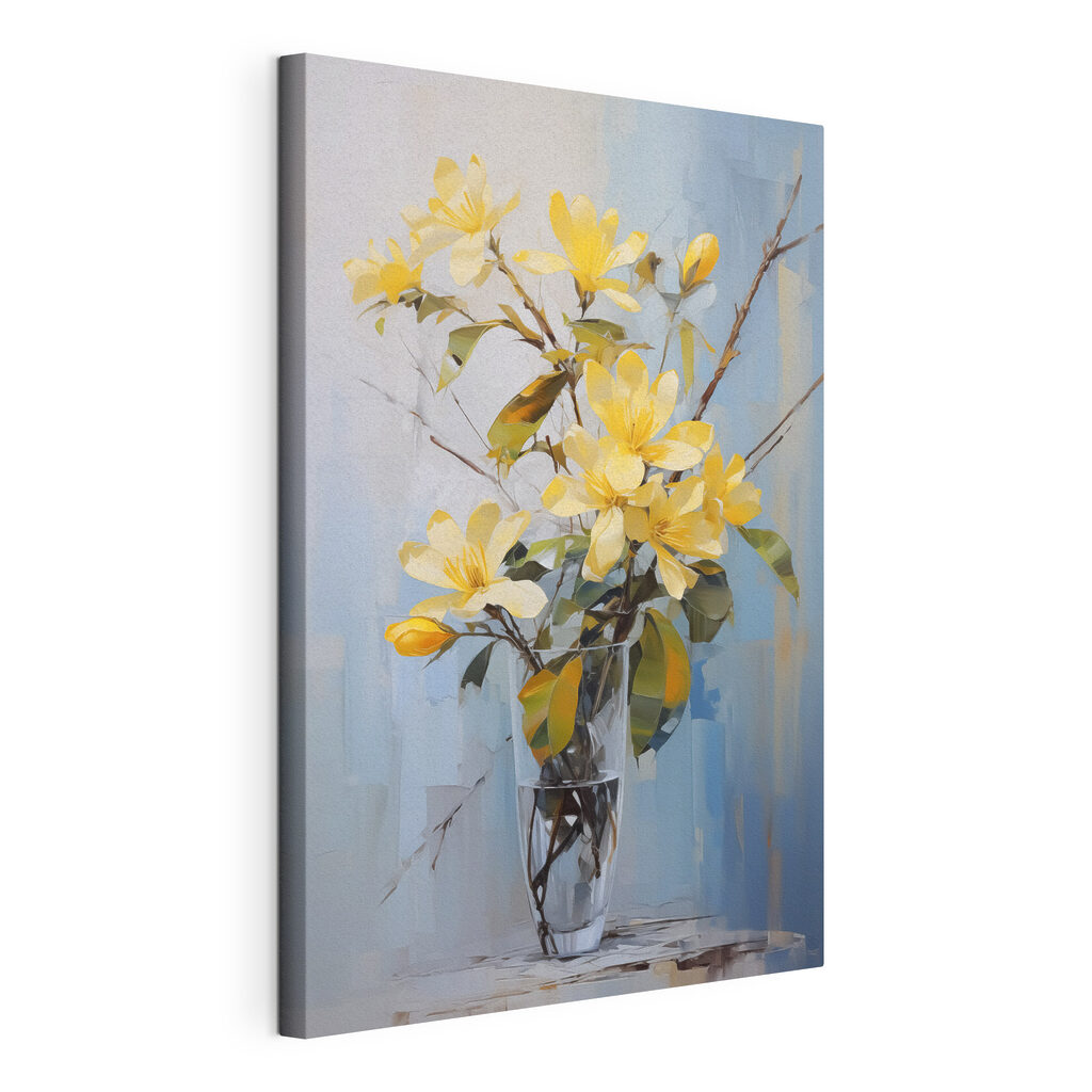 Yellow flowers in a glass vase Yellow flowers in a glass vase