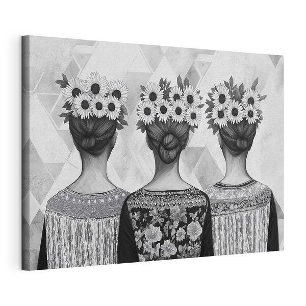 Cuadros Grupo de mujeres con flores en el pelo (SKU: s42377) Cuadros Cuadros Grupo de mujeres con flores en el pelo (SKU: s42377)