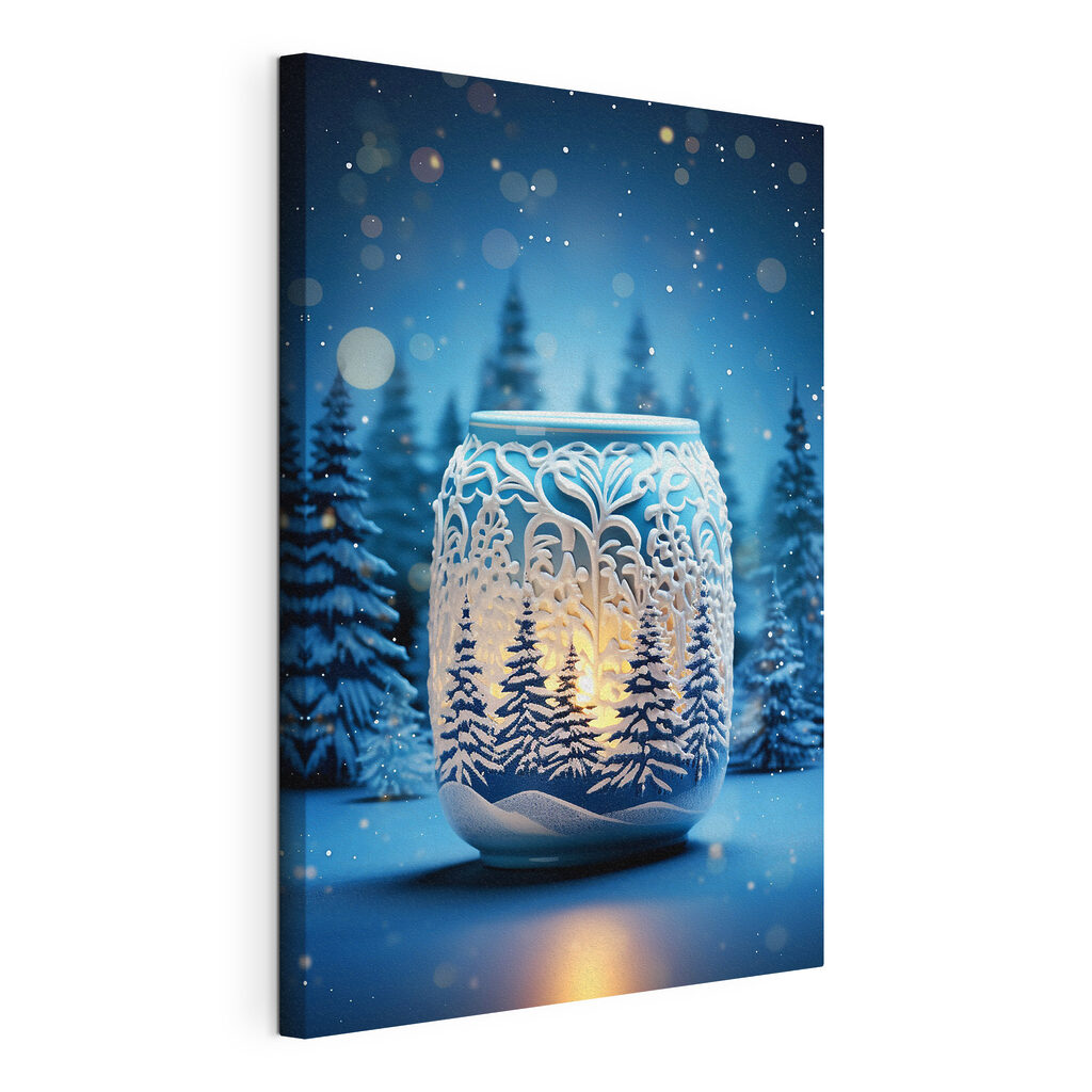 Candle holder with trees in the background