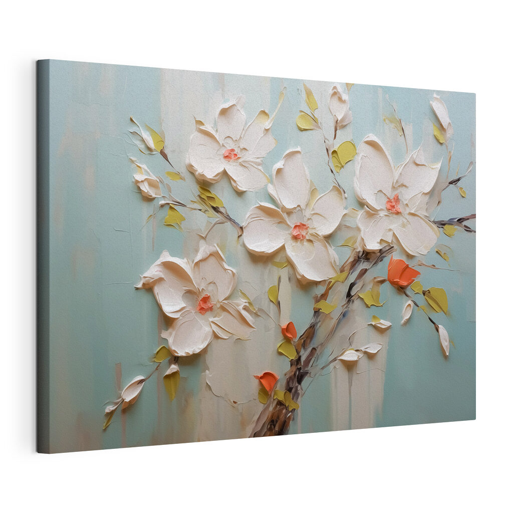 Painting of flowers on a blue background