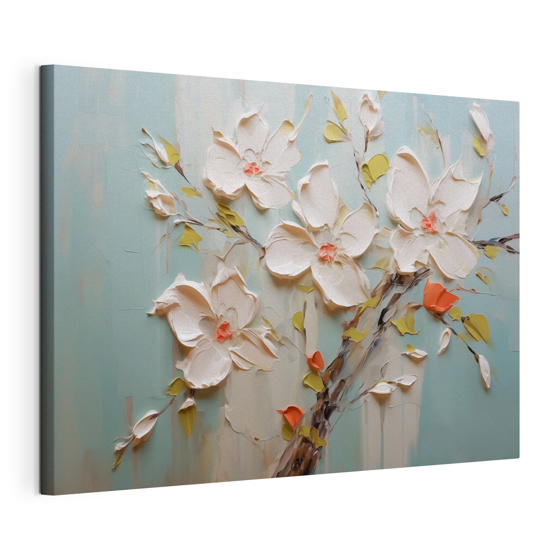Painting of flowers on a blue background