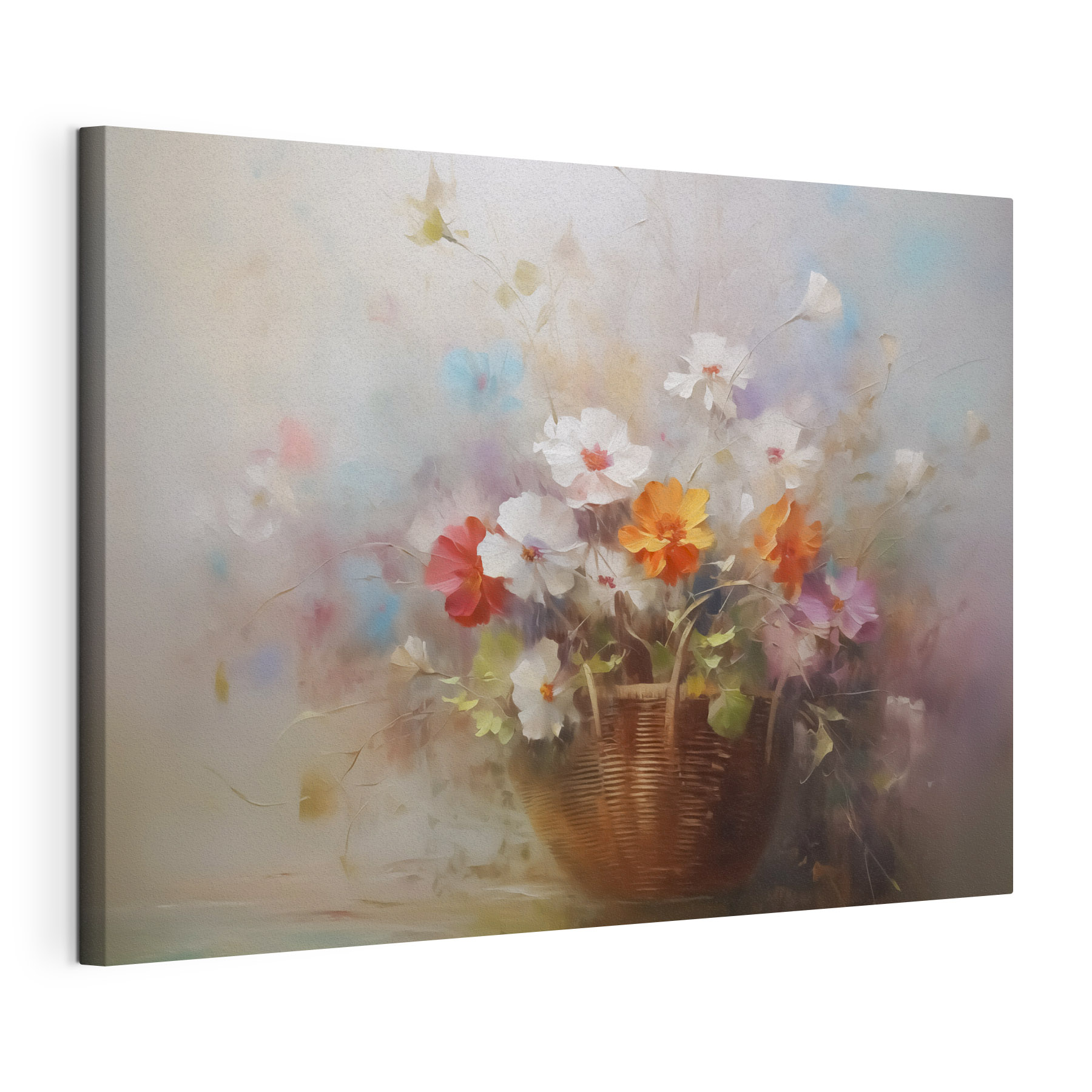 Painting of flowers in a basket Painting of flowers in a basket