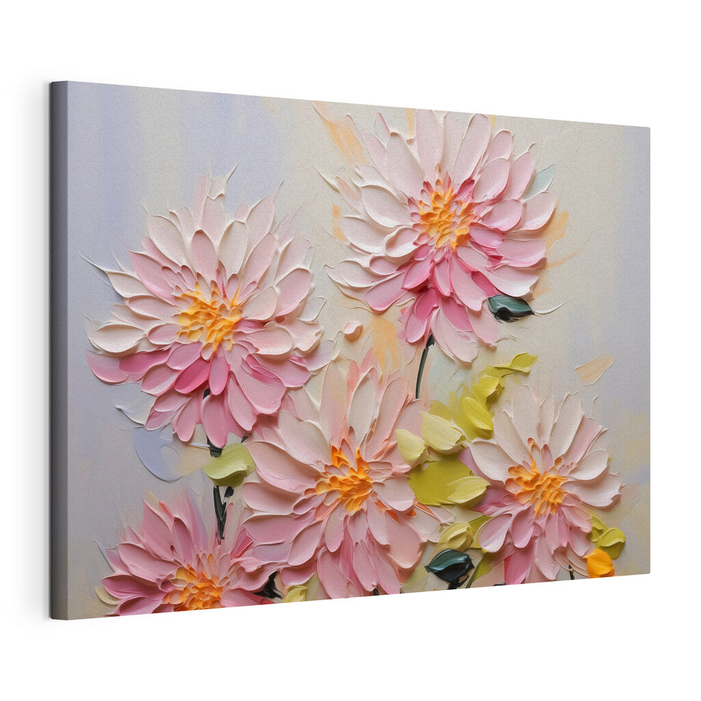 Painting of flowers on a white surface Painting of flowers on a white surface