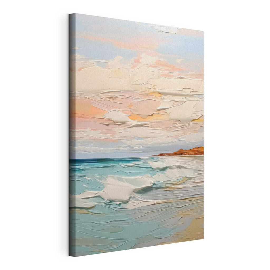 Painting of a beach and ocean Painting of a beach and ocean