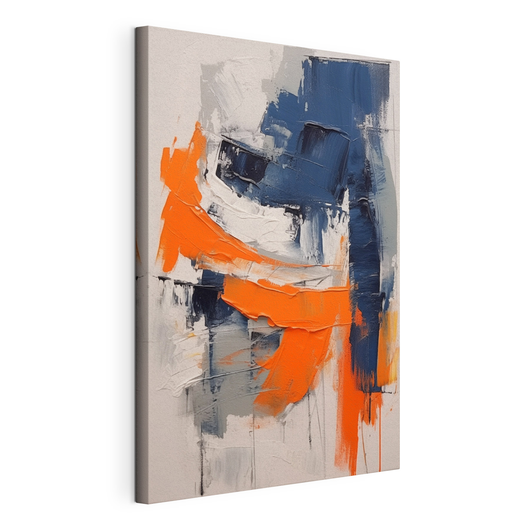 Painting of blue and orange paint