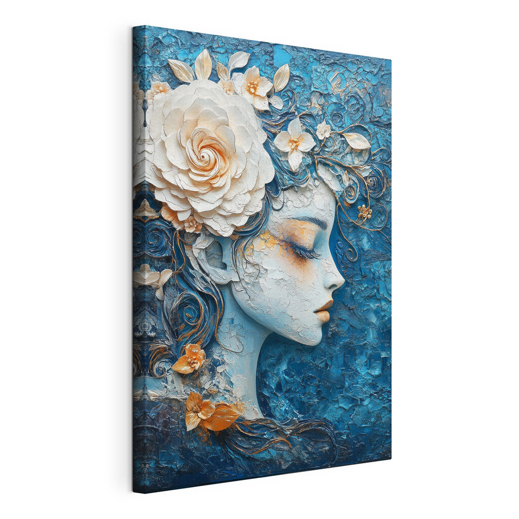 Painting of a woman with flowers in her hair Painting of a woman with flowers in her hair