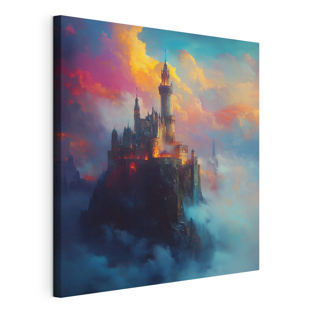 Castle on a mountain with clouds Castle on a mountain with clouds