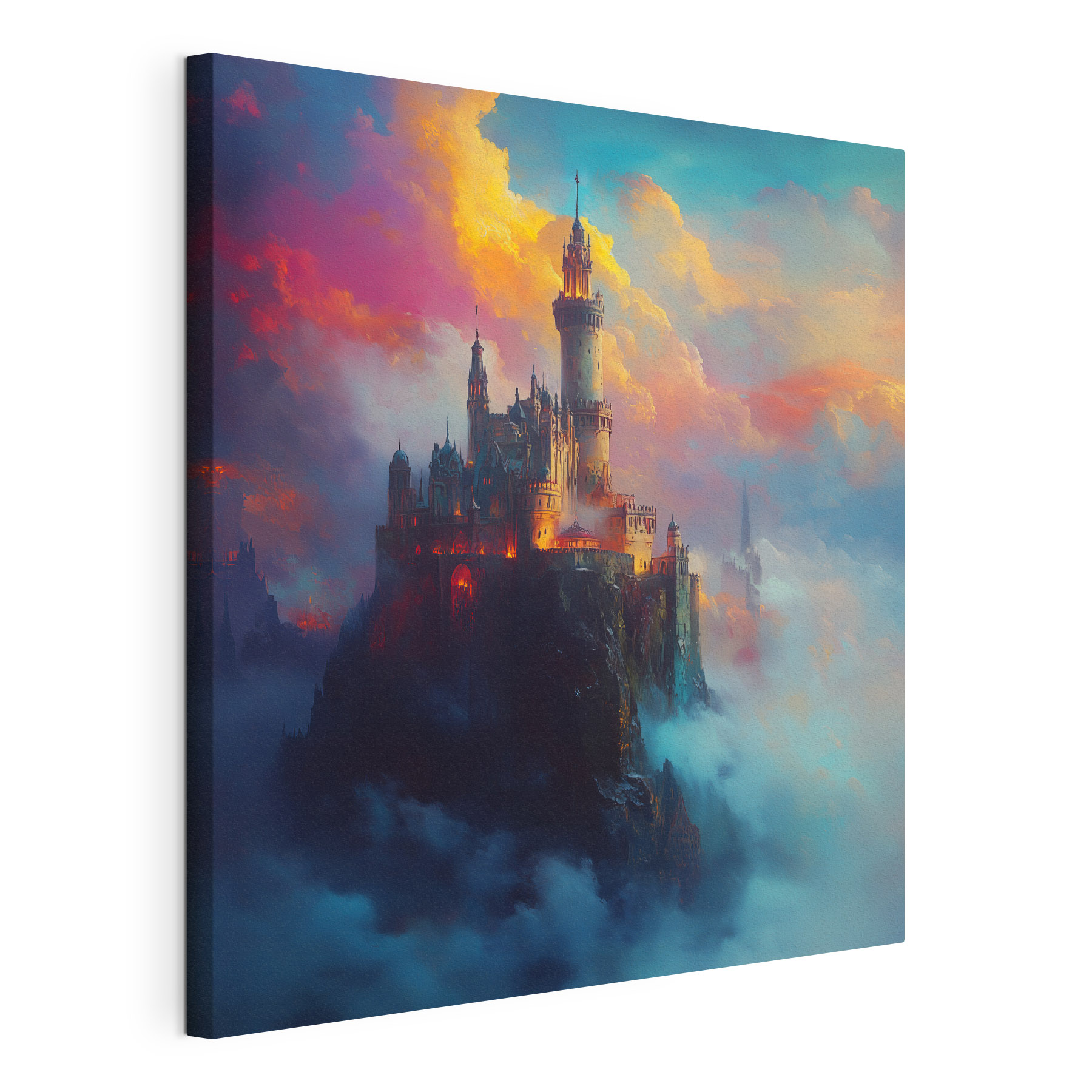 Castle on a mountain with clouds Castle on a mountain with clouds
