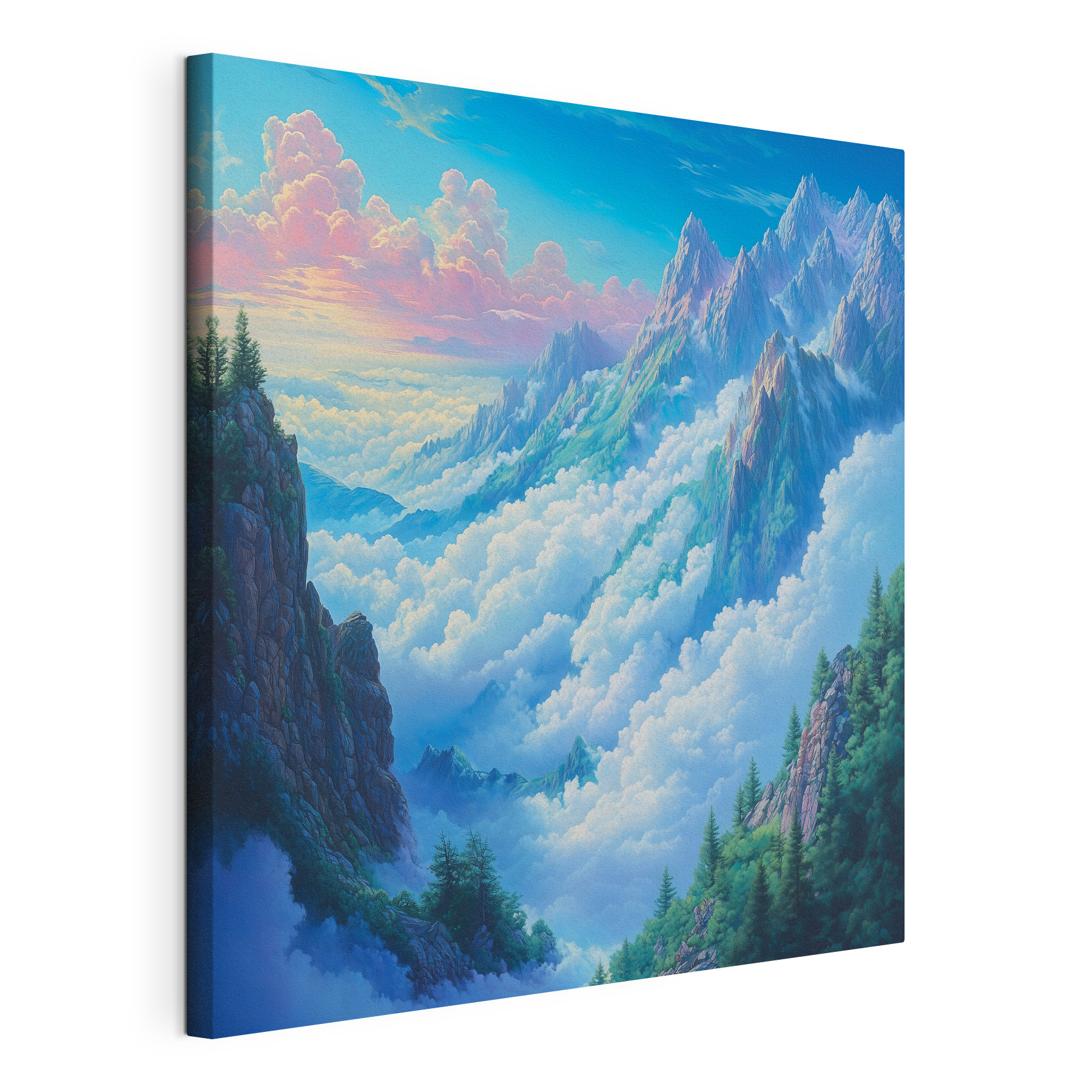 Mountain range with clouds and trees Mountain range with clouds and trees